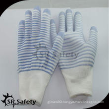 SRSAFETY 13G polyester U3 liner coated PU on finger smartphone gloves